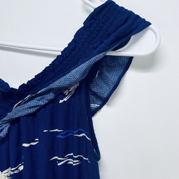 Anthropologie Midi Dress 0 Women's Colloquial Boat Off-Shoulder Nautical Blue - Picture 7 of 12